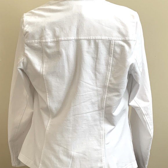 NWOT - Olsen White Linen and Cotton Jersey Jacket, Sz M-L/12 - Picture 4 of 5